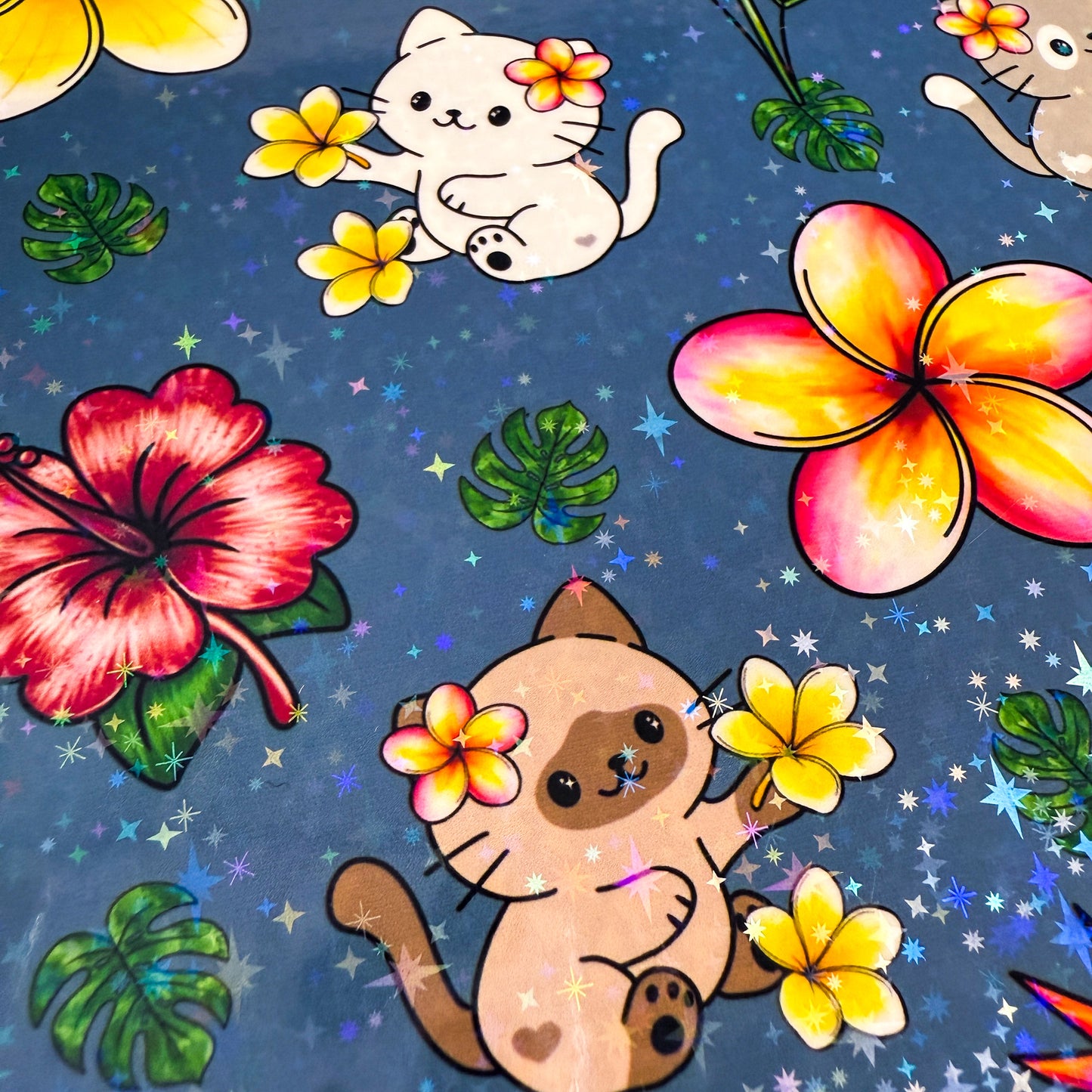 Mini Tropical Cats Dark Blue Notebook
