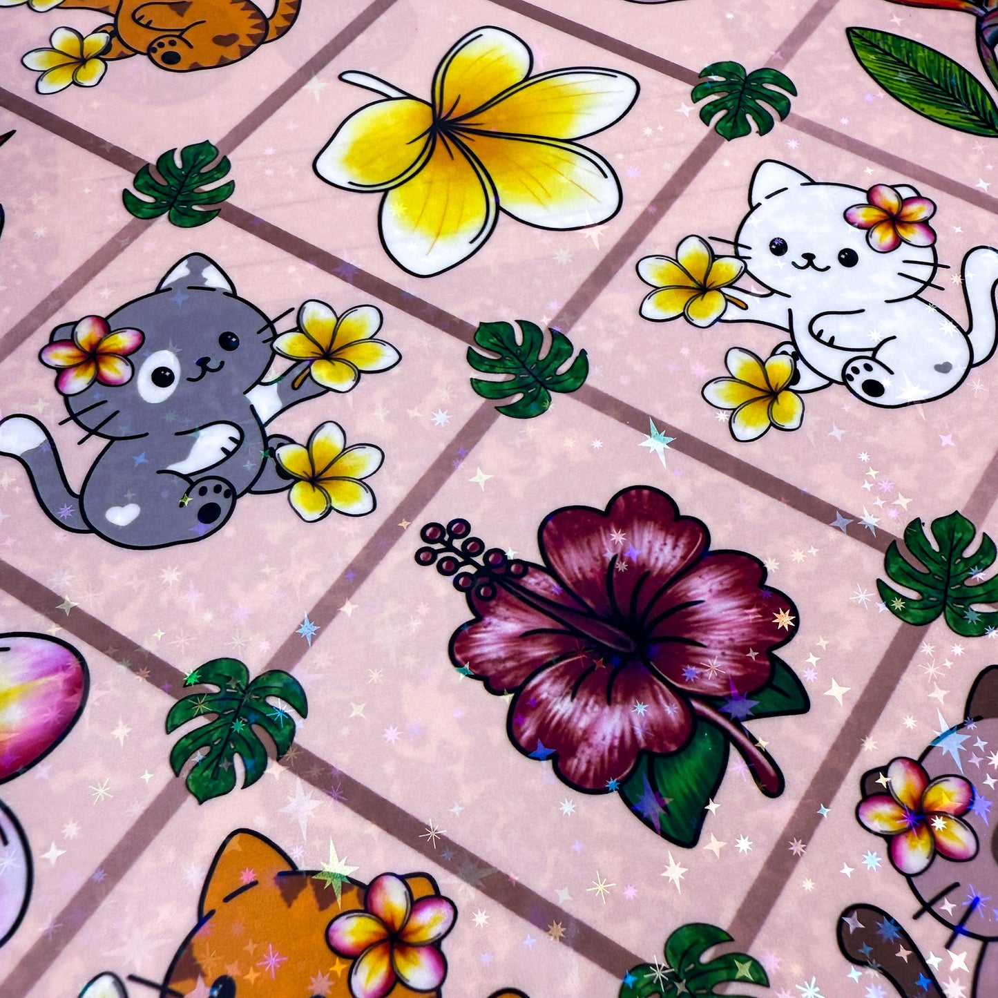 Mini Tropical Cats Light Pink Notebook