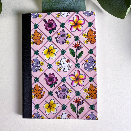 Mini Tropical Cats Light Pink Notebook