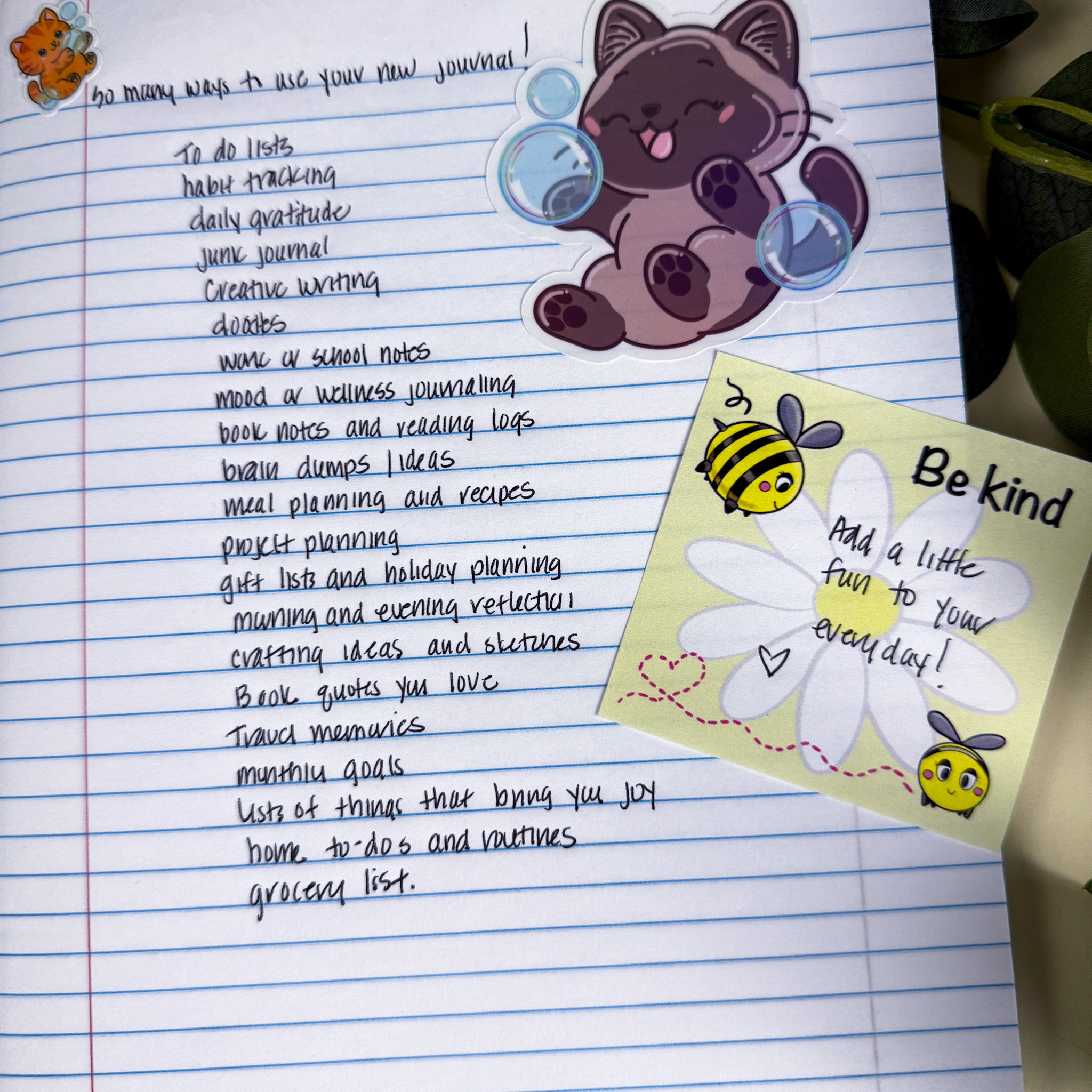 Ribbons and Pawprints Kittlins Notebook | Holographic Composition Notebook | 160 Pages | College Ruled