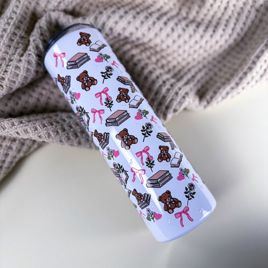 Bears & Books 30 oz Tall Skinny Stainless Steel Tumbler