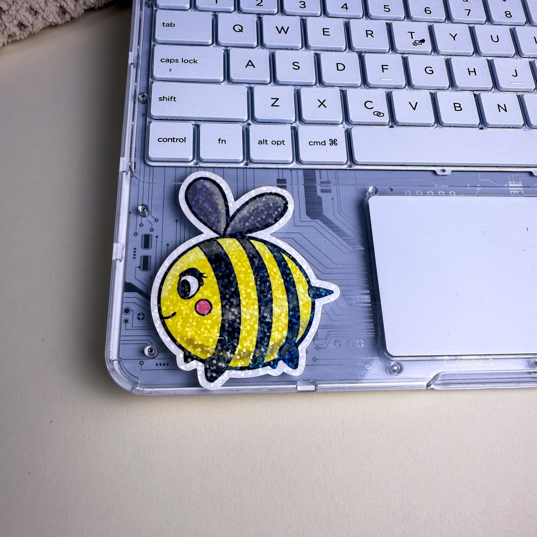 Cute Bee Vinyl Sticker - 3 inch | Waterproof, Handmade Kittlins Sticker | Glossy & Holographic