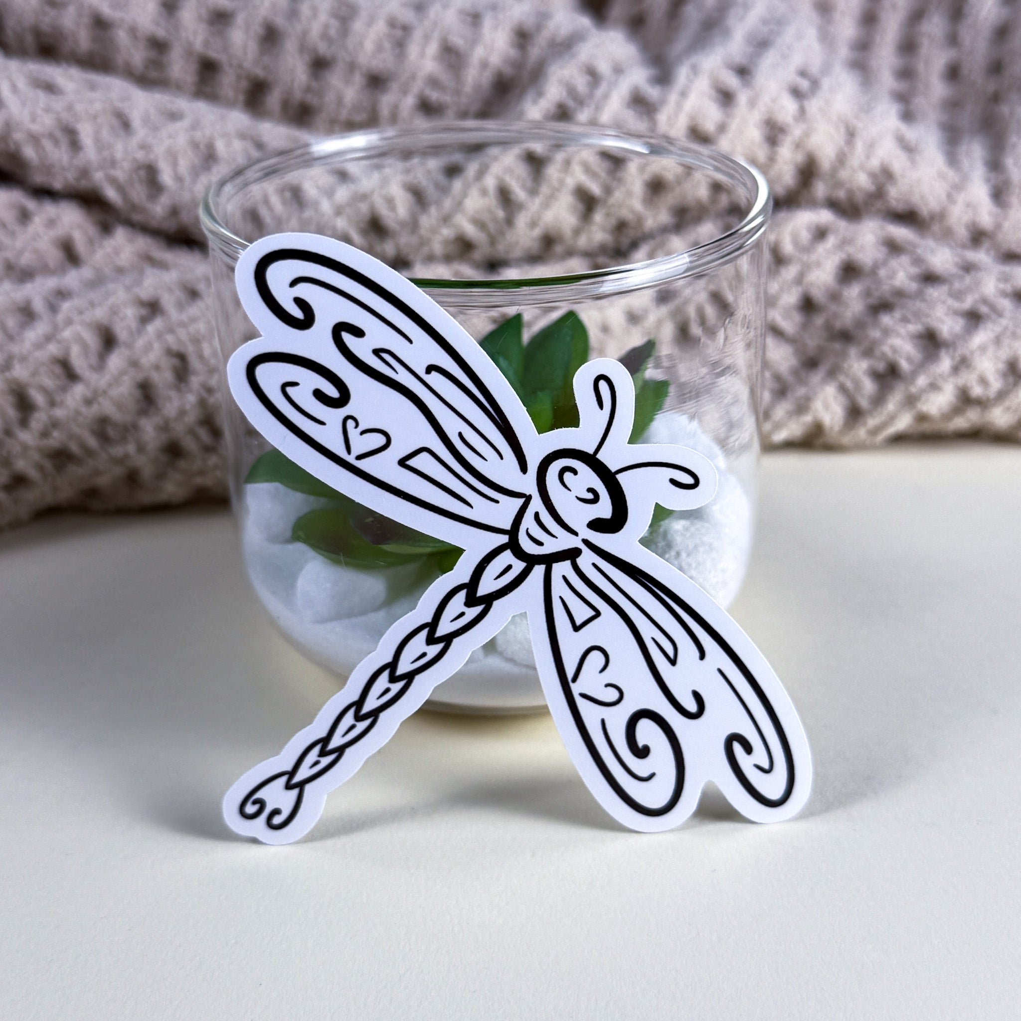 Tribal Dragonfly Vinyl Sticker | 3 inch | Matte & Holographic Dragonfly Decal