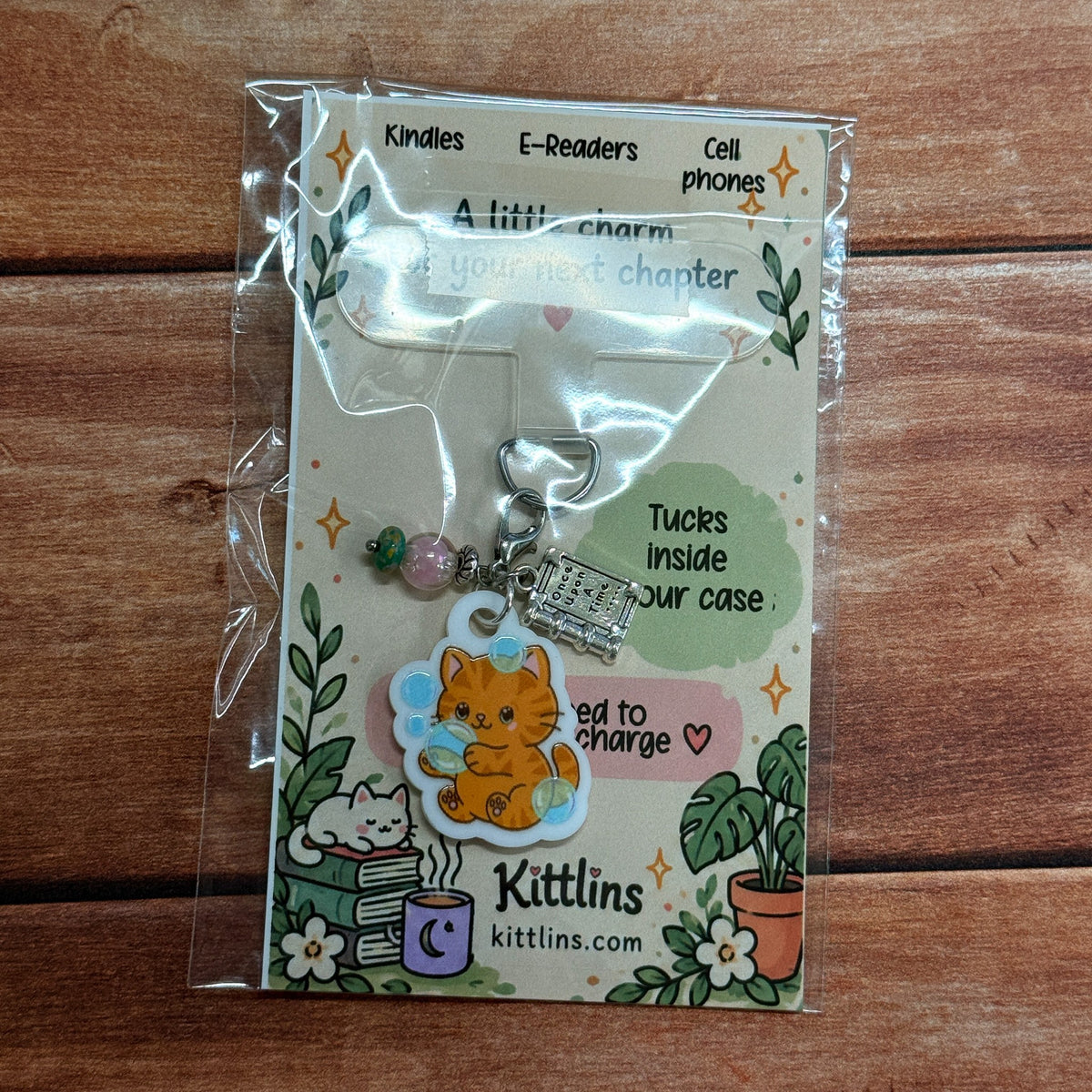 Bubble Tabby orange cat phone and Kindle charm by Kittlins - photo 4