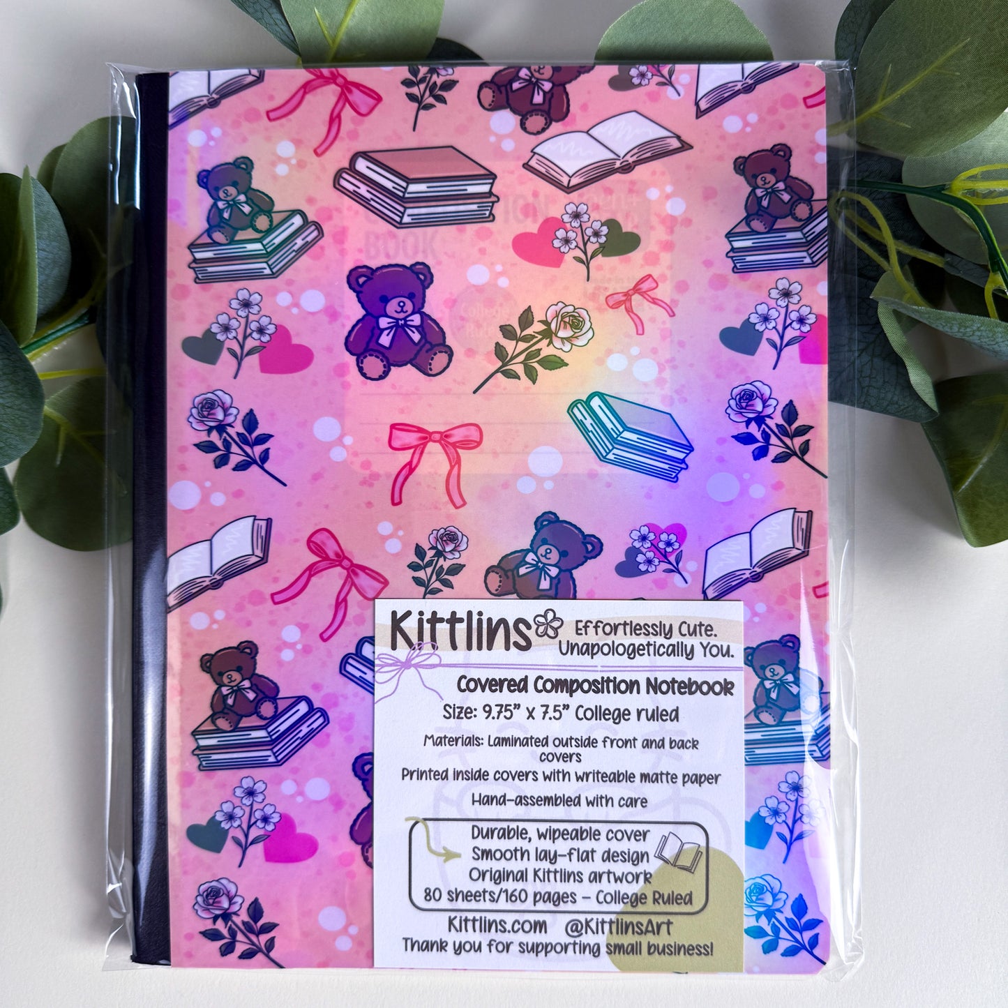 Bears & Books Pink Holographic Notebook