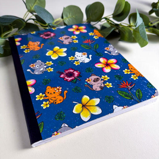 Tropical Cats Blue Sky Holographic Notebook