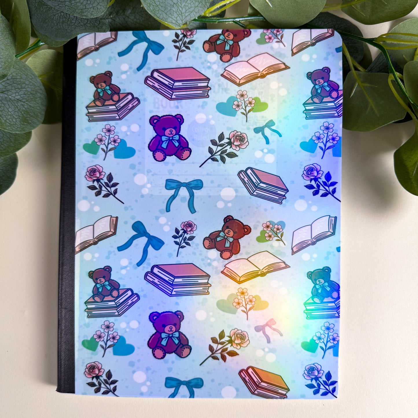 Bears and Books Blue Holographic Notebook