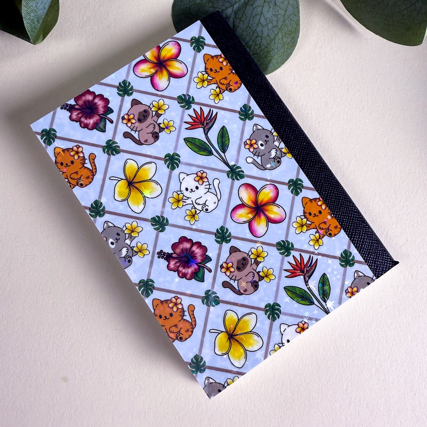 Mini Tropical Cats Light Blue Notebook
