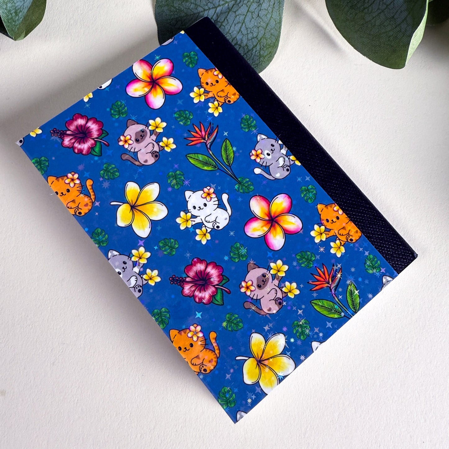 Mini Tropical Cats Dark Blue Notebook