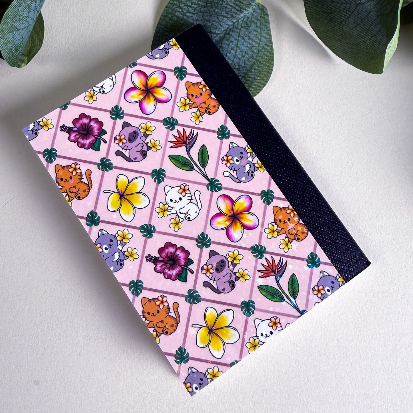 Mini Tropical Cats Light Pink Notebook