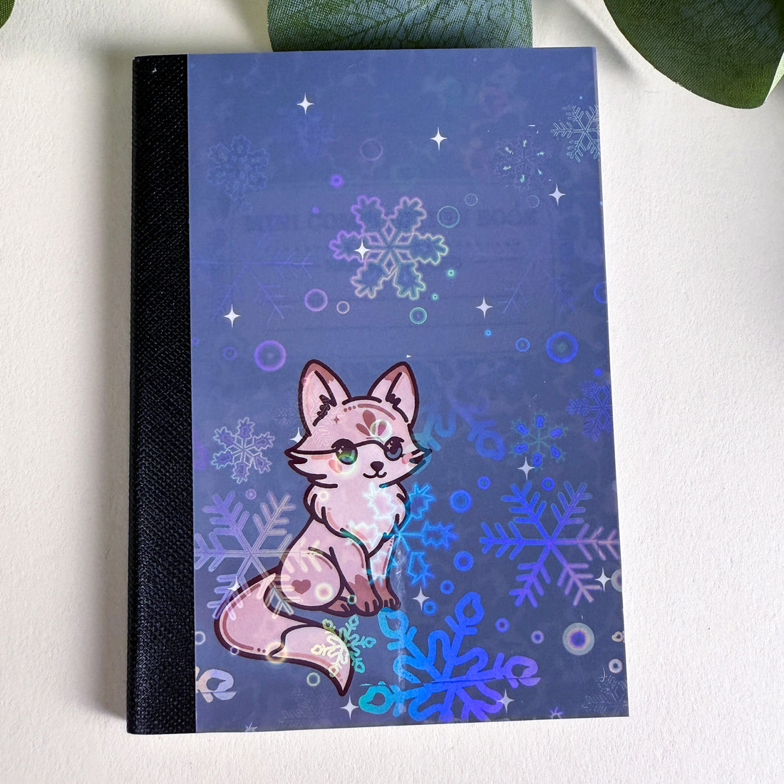 Mini White Fox Woodland Kittlins Notebook | Holographic Composition Notebook | 120 Pages | College Ruled