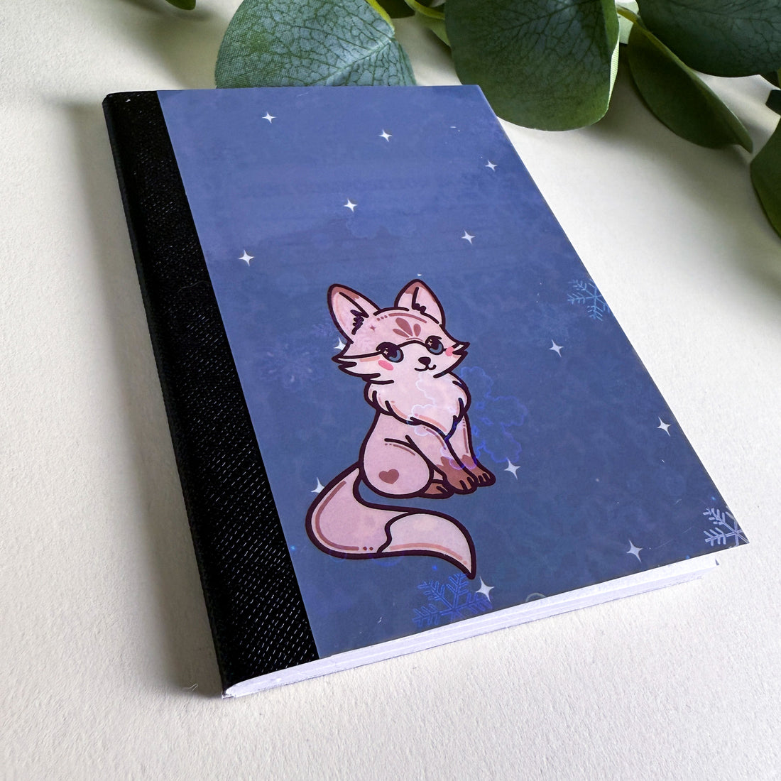 Mini White Fox Woodland Kittlins Notebook | Holographic Composition Notebook | 120 Pages | College Ruled