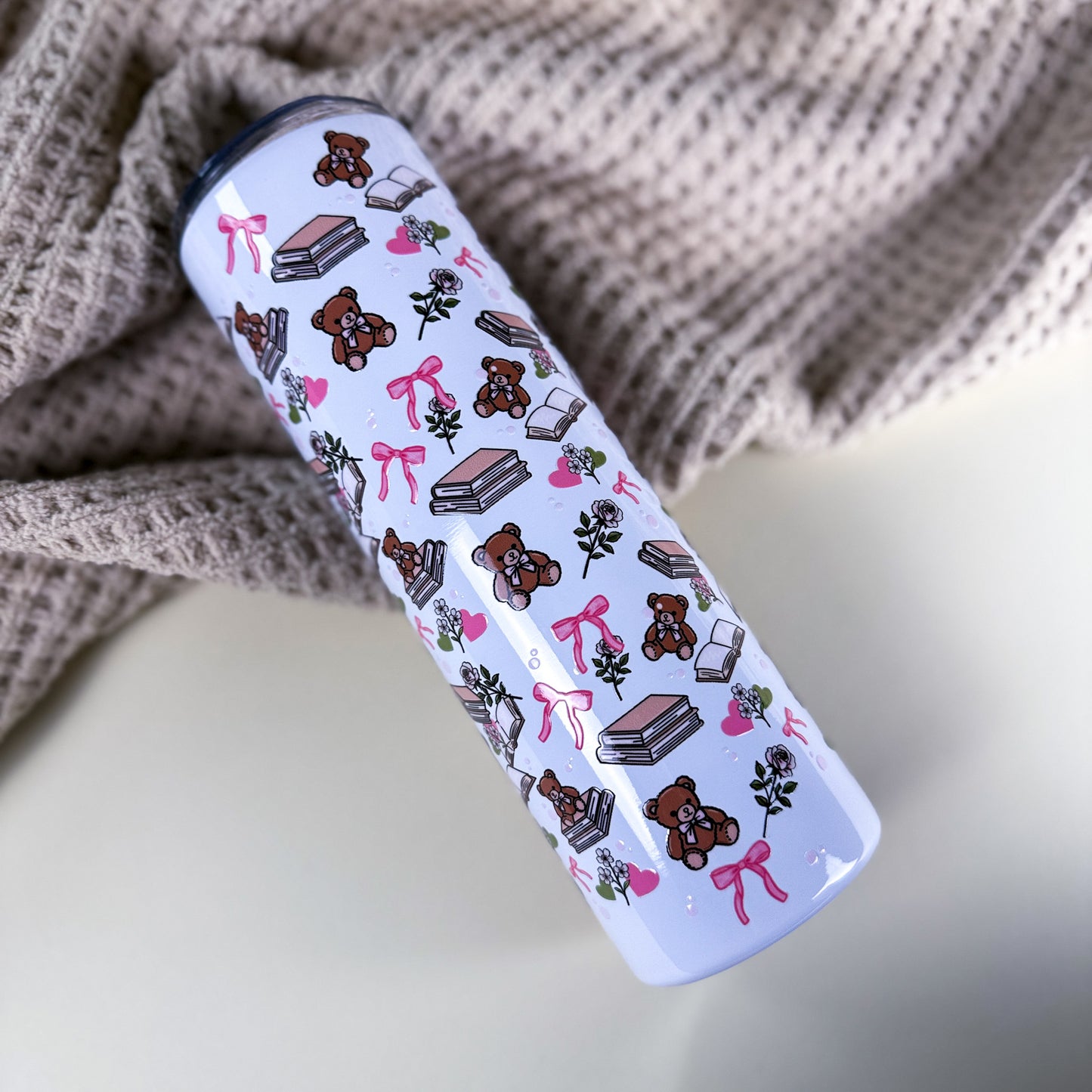 Bears & Books 30 oz Tall Skinny Stainless Steel Tumbler