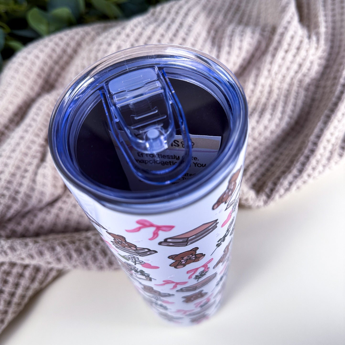 Bears & Books 30 oz Tall Skinny Stainless Steel Tumbler