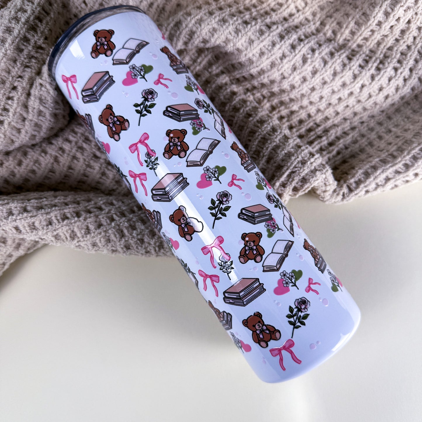 Bears & Books 30 oz Tall Skinny Stainless Steel Tumbler