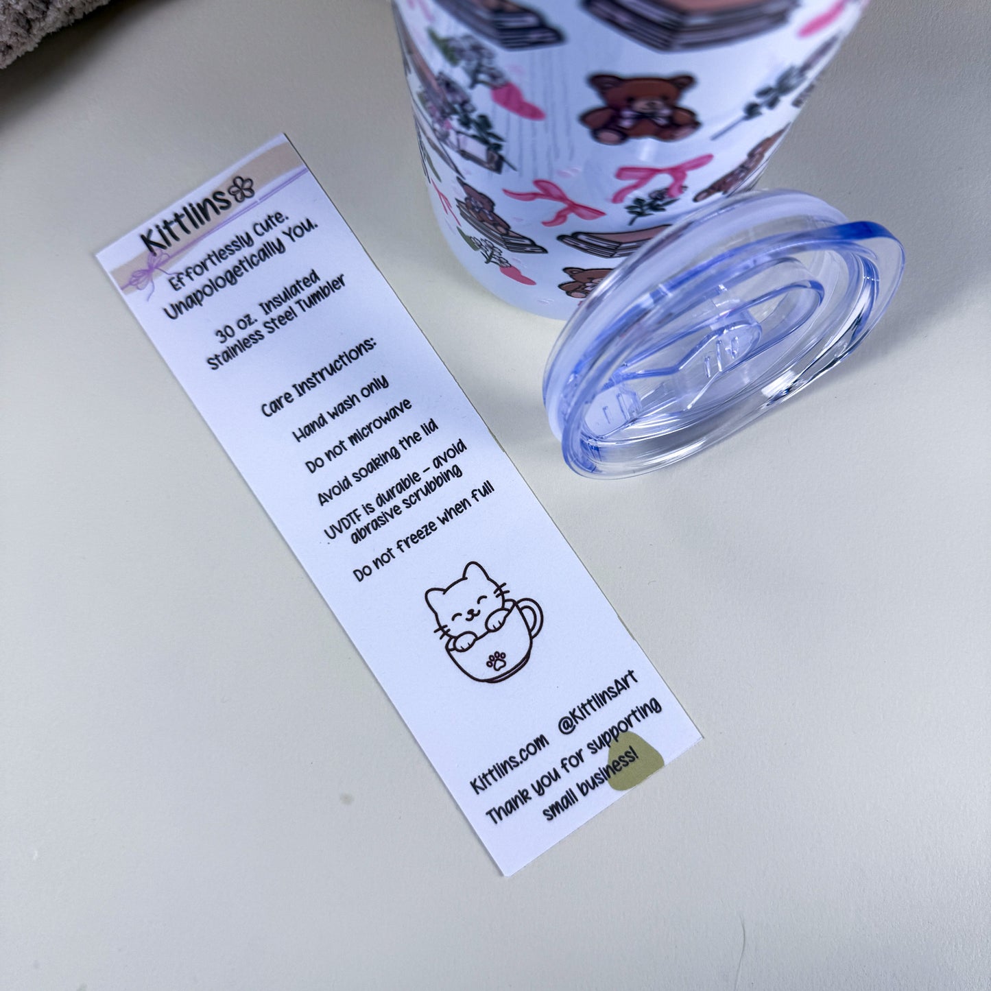 Bears & Books 30 oz Tall Skinny Stainless Steel Tumbler
