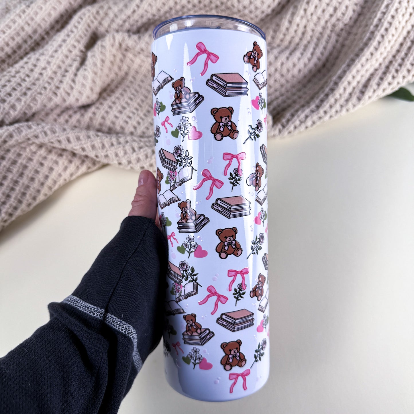Bears & Books 30 oz Tall Skinny Stainless Steel Tumbler