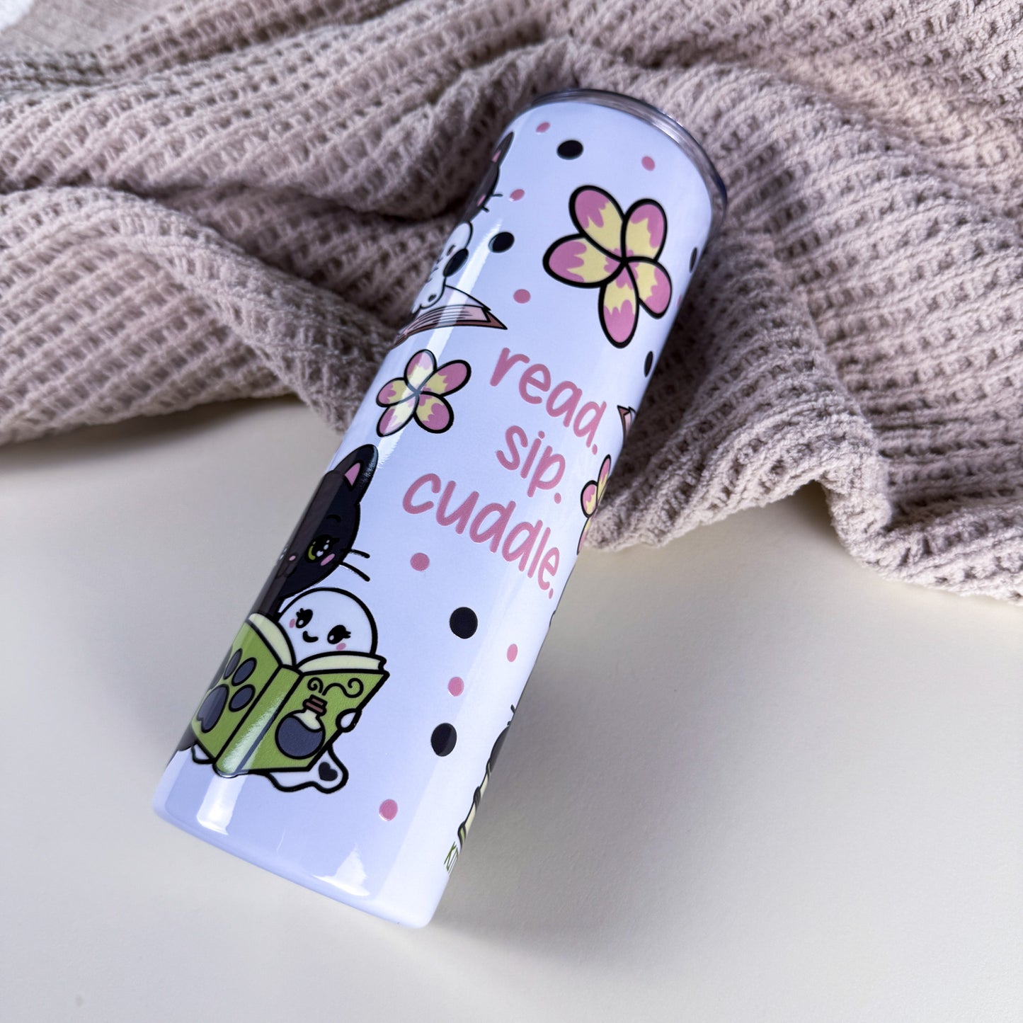Ghosts & Cats "Read, Sip, Cuddle" 30 oz Tall Skinny Tumbler