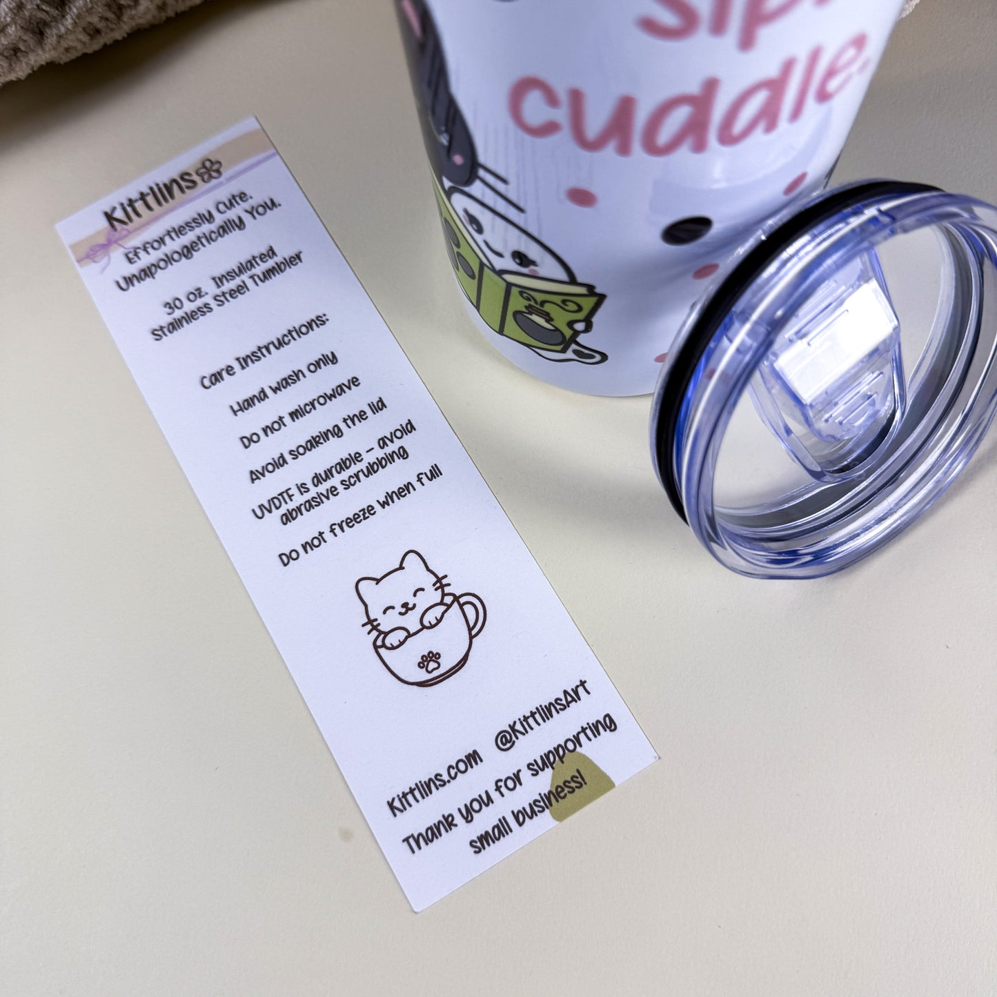 Ghosts & Cats "Read, Sip, Cuddle" 30 oz Tall Skinny Tumbler