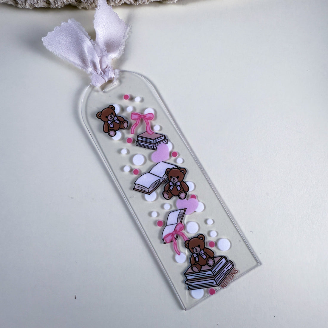 Bears and Books Acrylic Bookmark | 2"w x 6"h Clear Acrylic Bookmark | The Cozy Reads Collection by Kittins