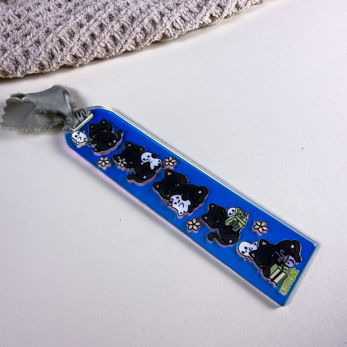 Ghostie & Black Cat Iridescent Acrylic Bookmark