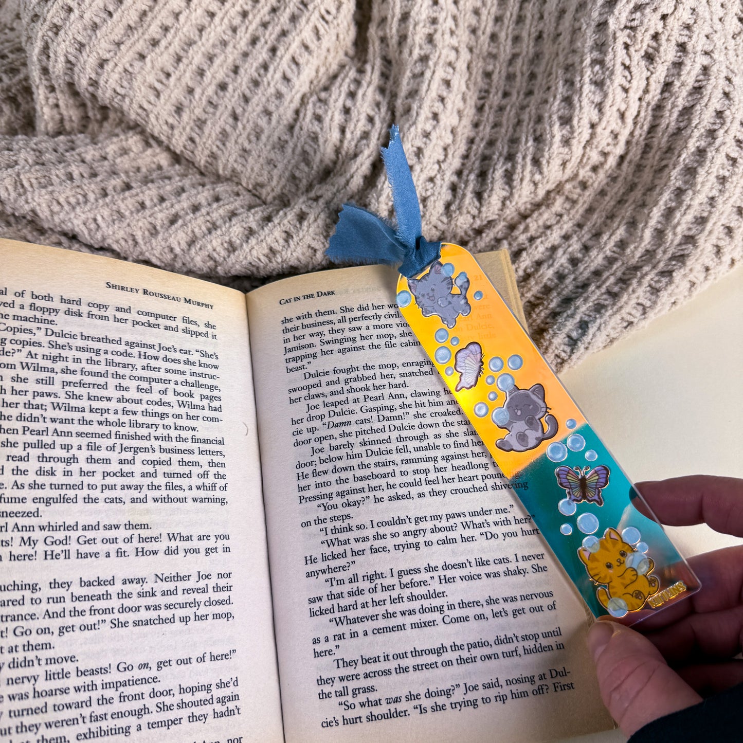 Bubbles, Butterflies & Cats Iridescent Acrylic Bookmark