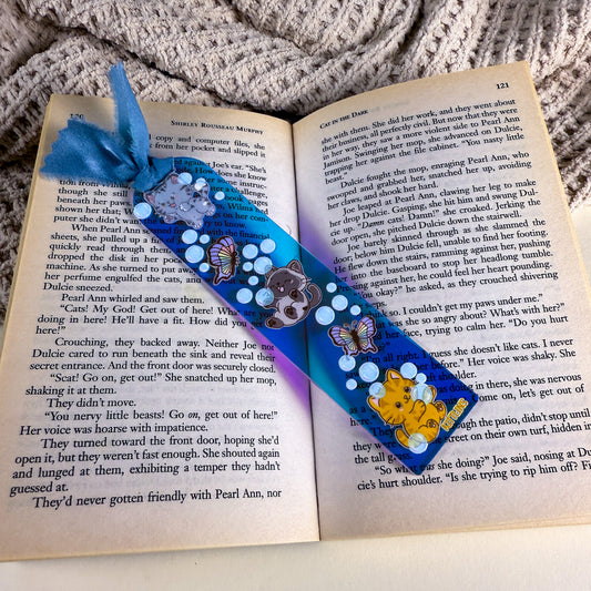 Bubbles, Butterflies & Cats Iridescent Acrylic Bookmark