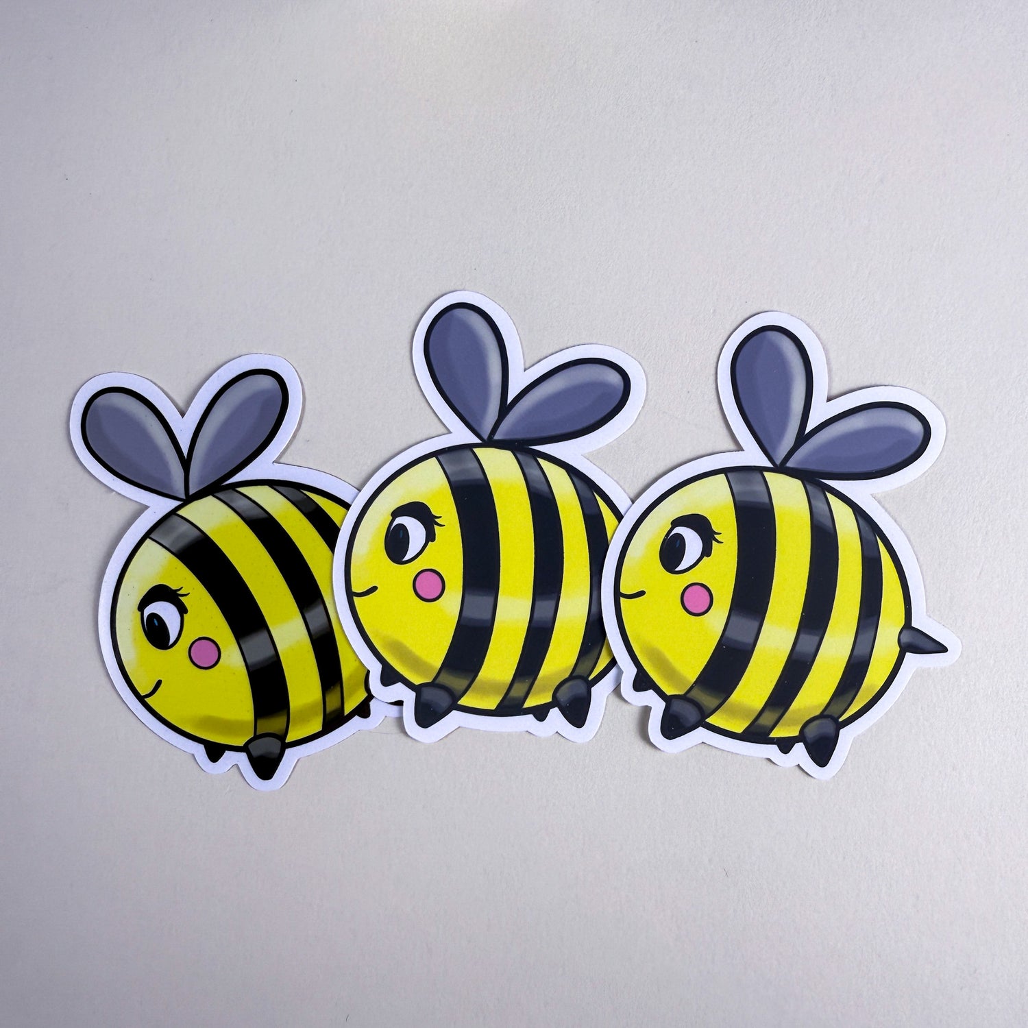 Cute Bee Vinyl Sticker - 3 inch | Waterproof, Handmade Kittlins Sticker | Glossy &amp; Holographic