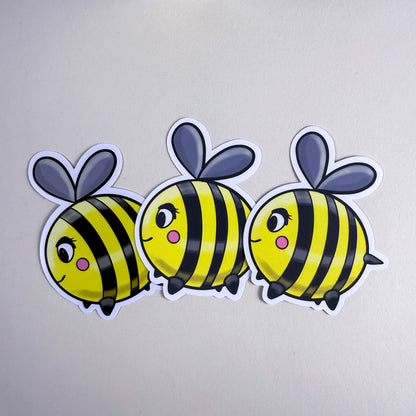 Cute Bee Vinyl Sticker - 3 inch | Waterproof, Handmade Kittlins Sticker | Glossy &amp; Holographic