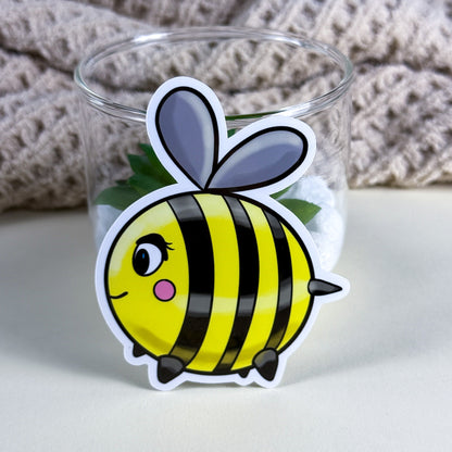 Cute Bee Vinyl Sticker - 3 inch | Waterproof, Handmade Kittlins Sticker | Glossy &amp; Holographic