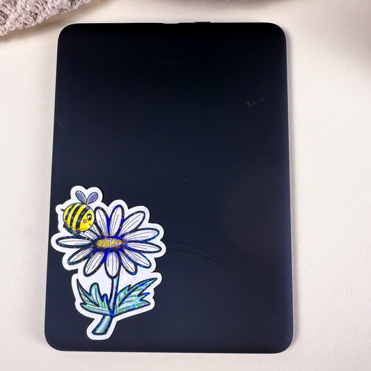 Bee & Daisy Vinyl Glossy or Holographic Sticker