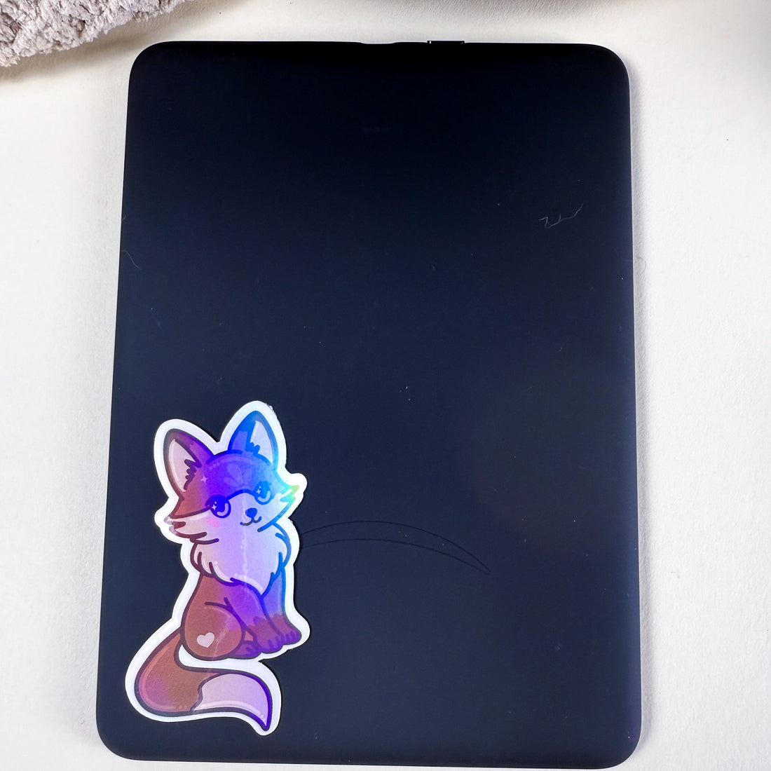 Brown Fox Kittlin Vinyl Sticker | 3 inch | Soft Rainbow Holographic