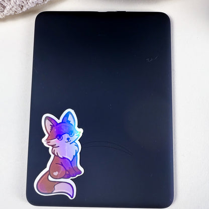 Brown Fox Kittlin Vinyl Sticker | 3 inch | Soft Rainbow Holographic