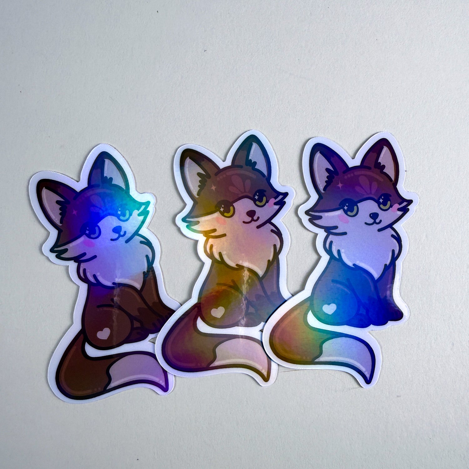 Brown Fox Kittlin Vinyl Sticker | 3 inch | Soft Rainbow Holographic