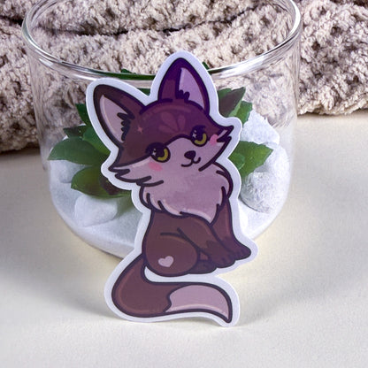Brown Fox Kittlin Vinyl Sticker | 3 inch | Soft Rainbow Holographic