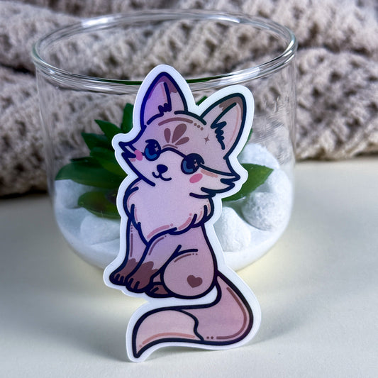 White Fox Vinyl Holographic Sticker