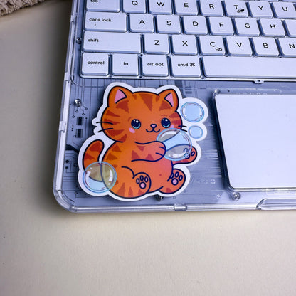 Orange Bubble Bath Kittlin Vinyl Sticker | 3 inch | Soft Rainbow Holographic