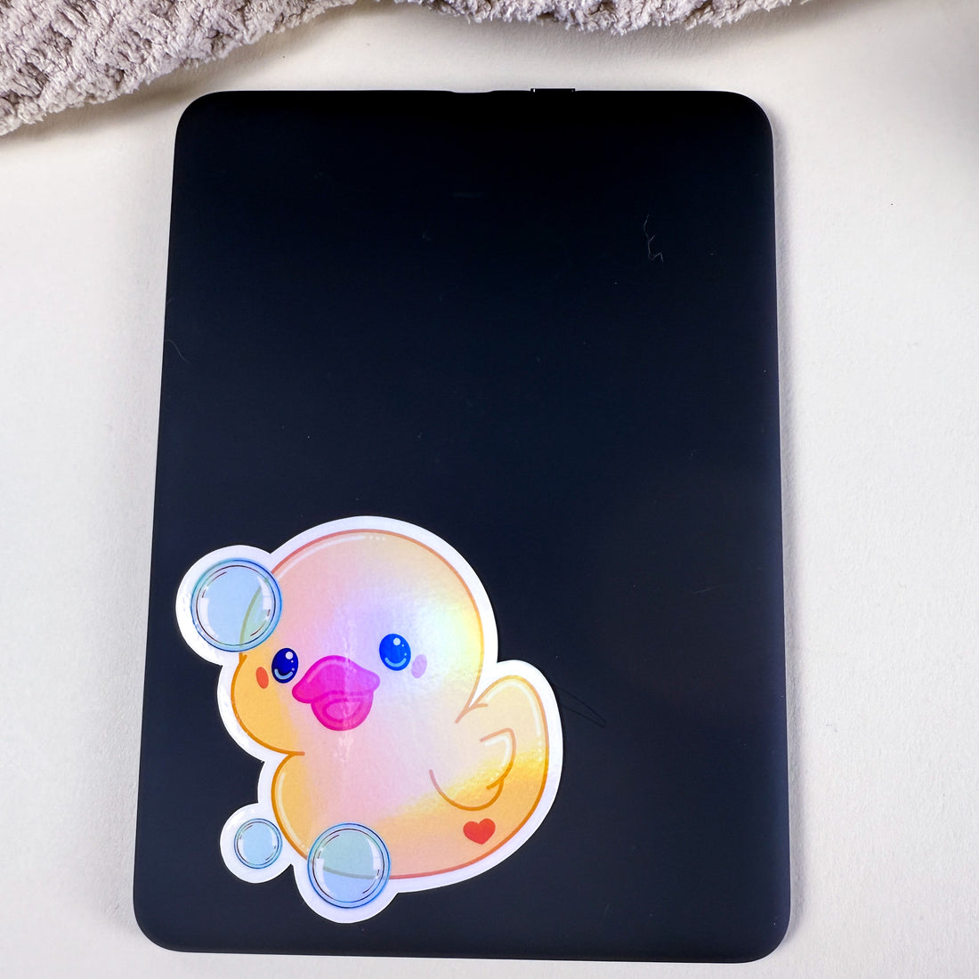 Bubble Bath Ducky Kittlin Vinyl Sticker | 3 inch | Soft Rainbow Holographic