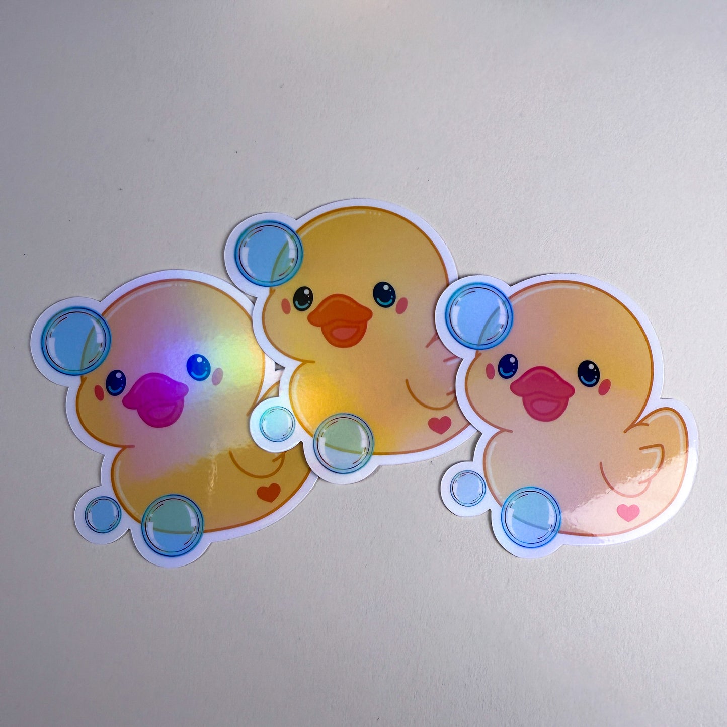Bubble Bath Ducky Vinyl Holographic Sticker