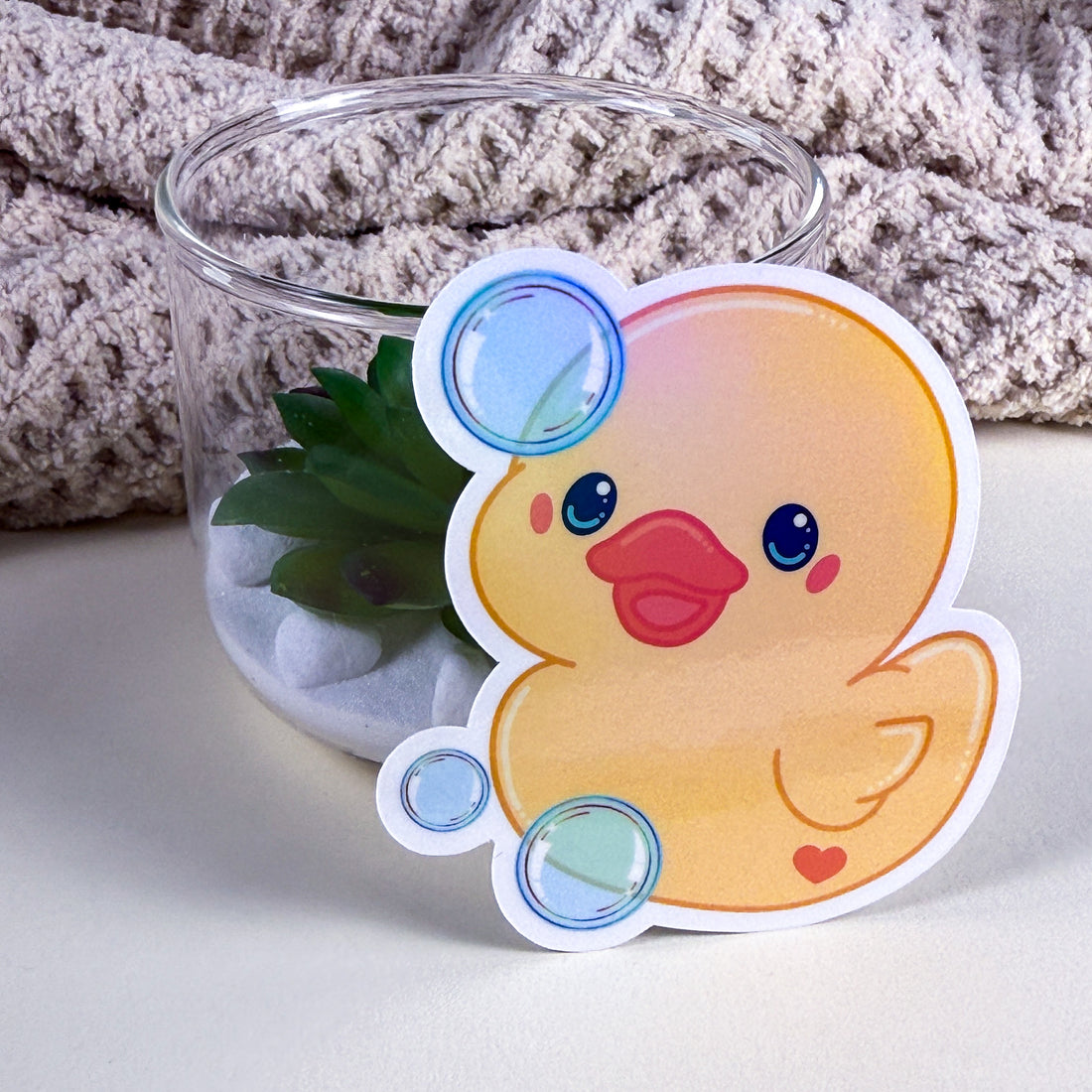 Bubble Bath Ducky Kittlin Vinyl Sticker | 3 inch | Soft Rainbow Holographic