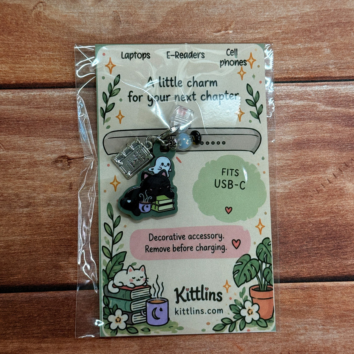 Ghost Hug black cat phone and Kindle charm by Kittlins - photo 3