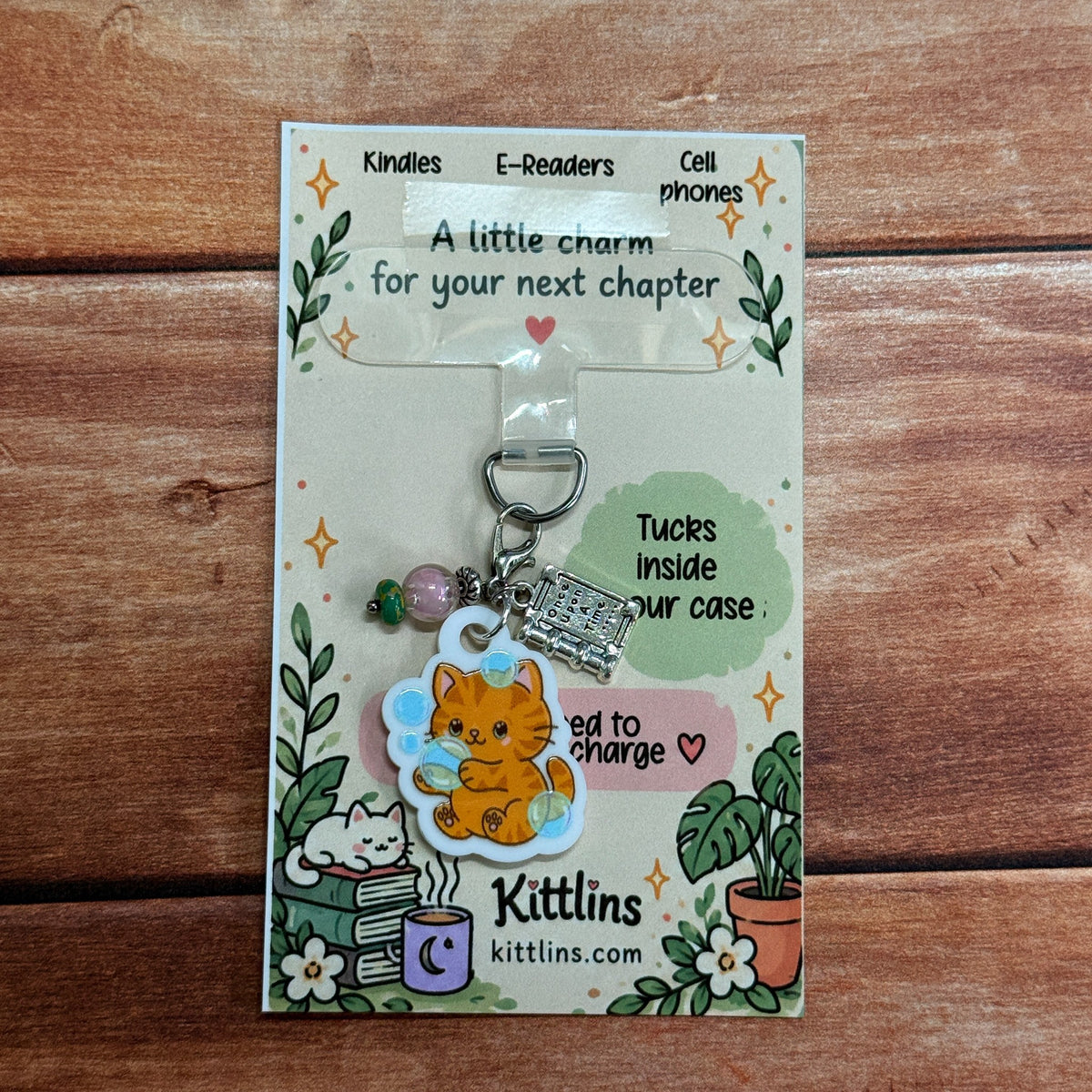 Bubble Tabby orange cat phone and Kindle charm by Kittlins - photo 2