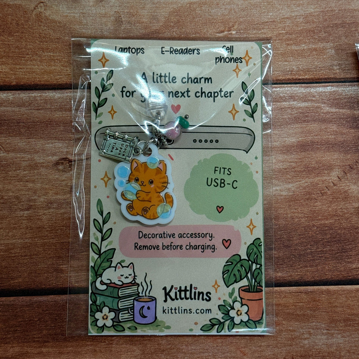 Bubble Tabby orange cat phone and Kindle charm by Kittlins - photo 3