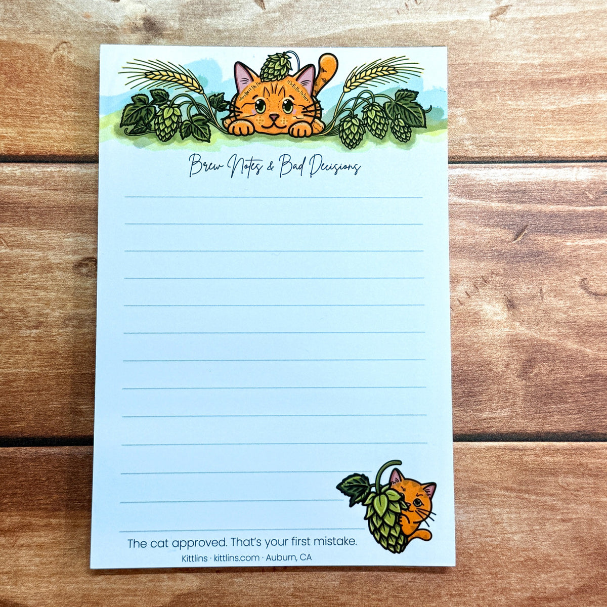 Brew Notes and Bad Decisions orange cat and hops notepad by Kittlins - photo 4