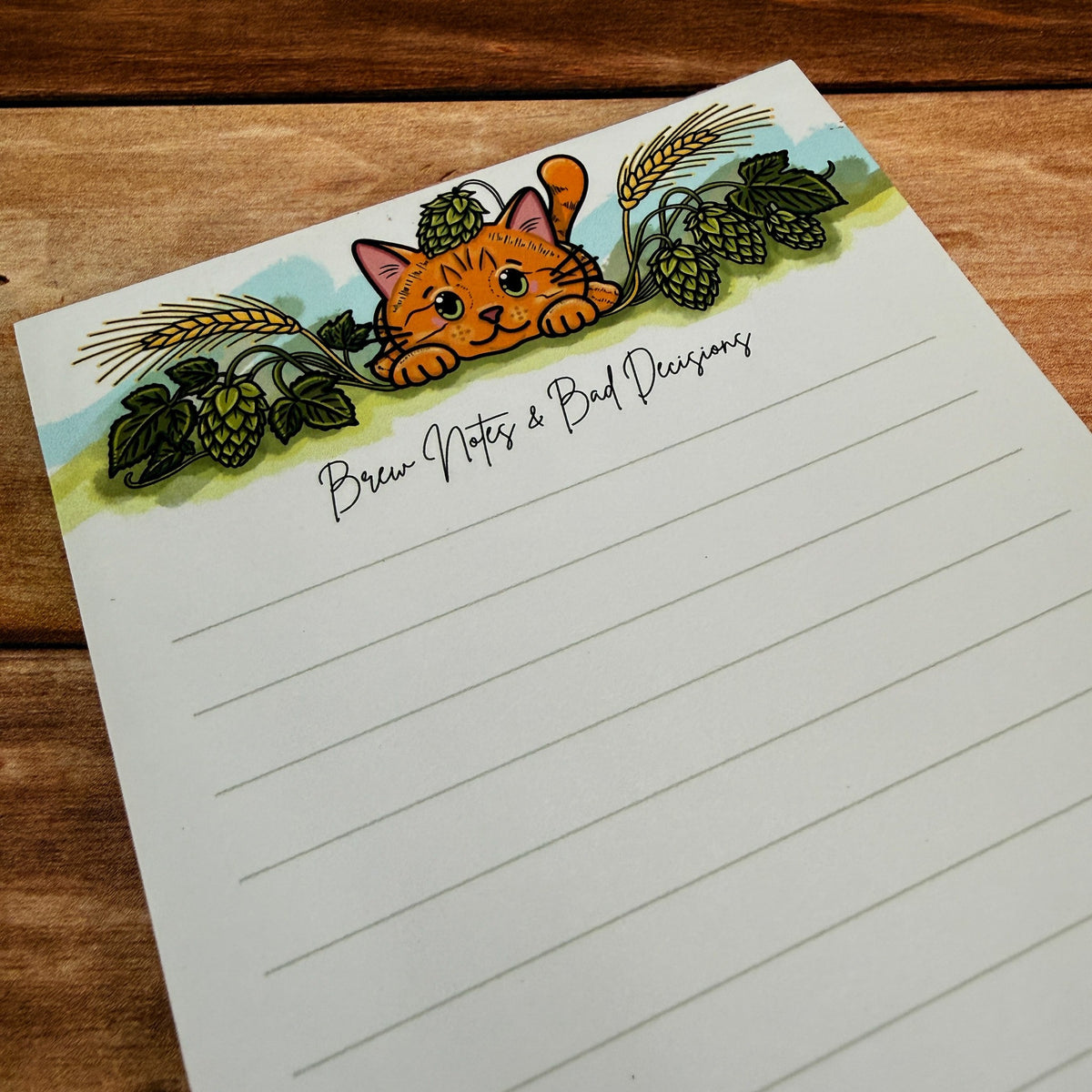 Brew Notes and Bad Decisions orange cat and hops notepad by Kittlins - photo 6