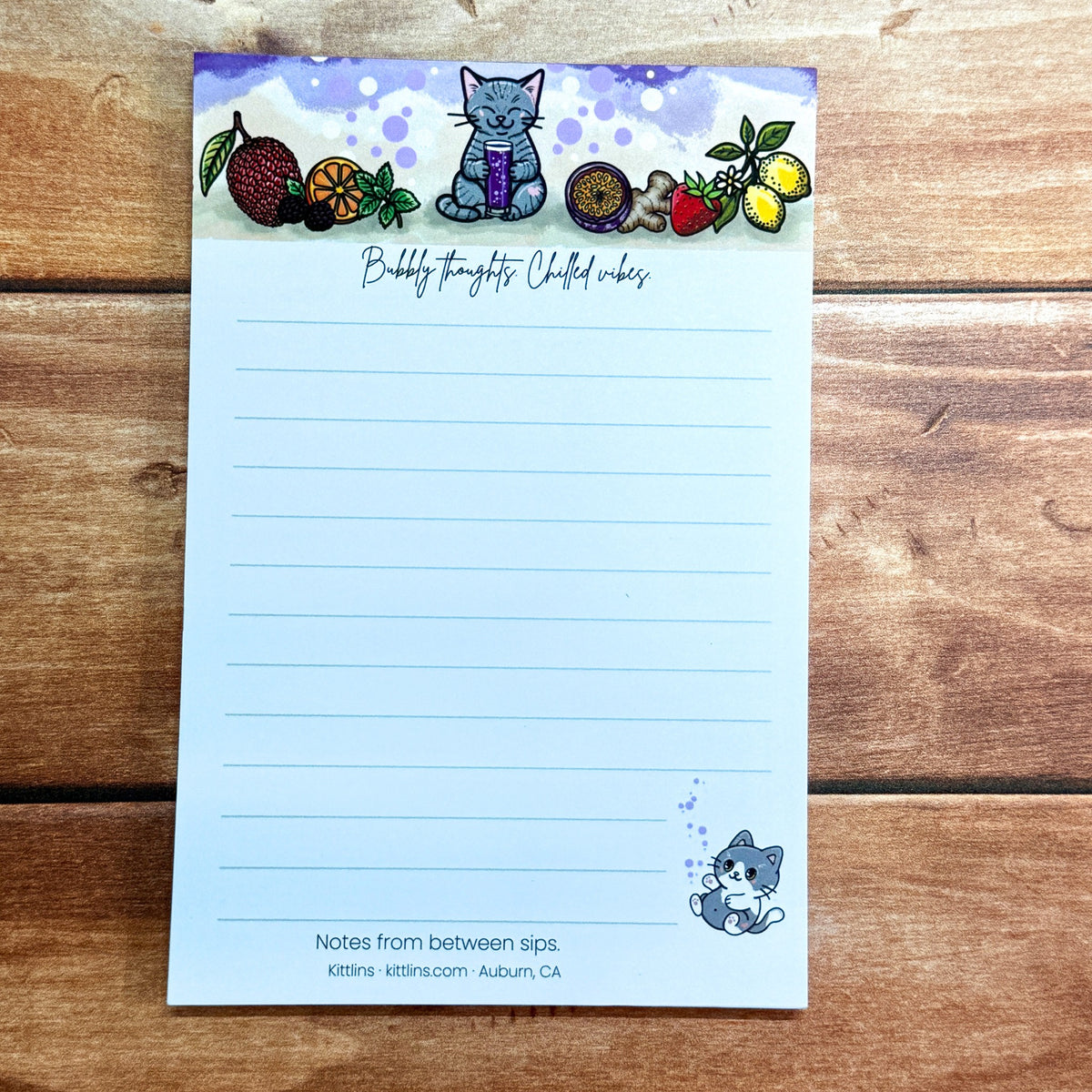 Bubbly Thoughts Chilled Vibes seltzer cat notepad by Kittlins - photo 4