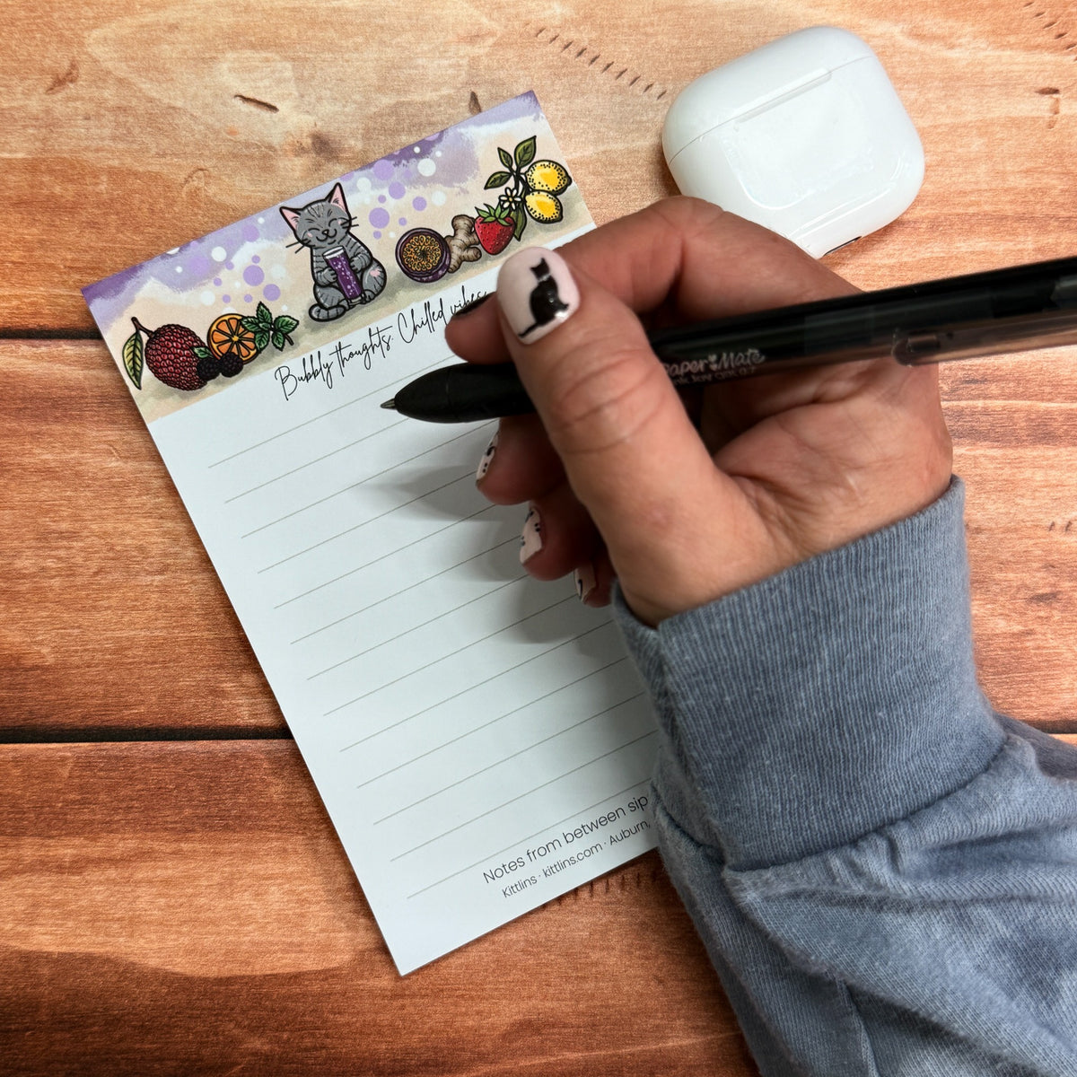 Bubbly Thoughts Chilled Vibes seltzer cat notepad by Kittlins - photo 5