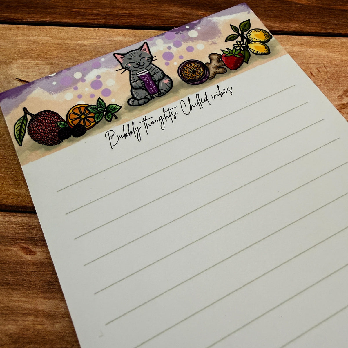 Bubbly Thoughts Chilled Vibes seltzer cat notepad by Kittlins - photo 6